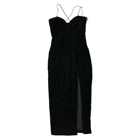 NWT Jessica McClintock Gunne Sax Vintage Black Velvet Spaghetti Strap Dress - Picture 1 of 16